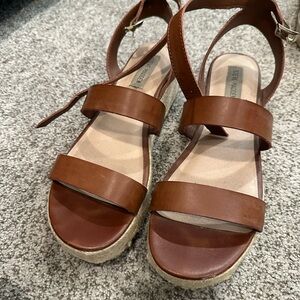 Steve Madden Platform Tan Leather Sandals